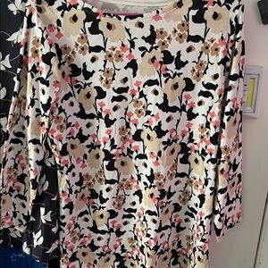 Lands End Floral Patterned Long Sleeve Top